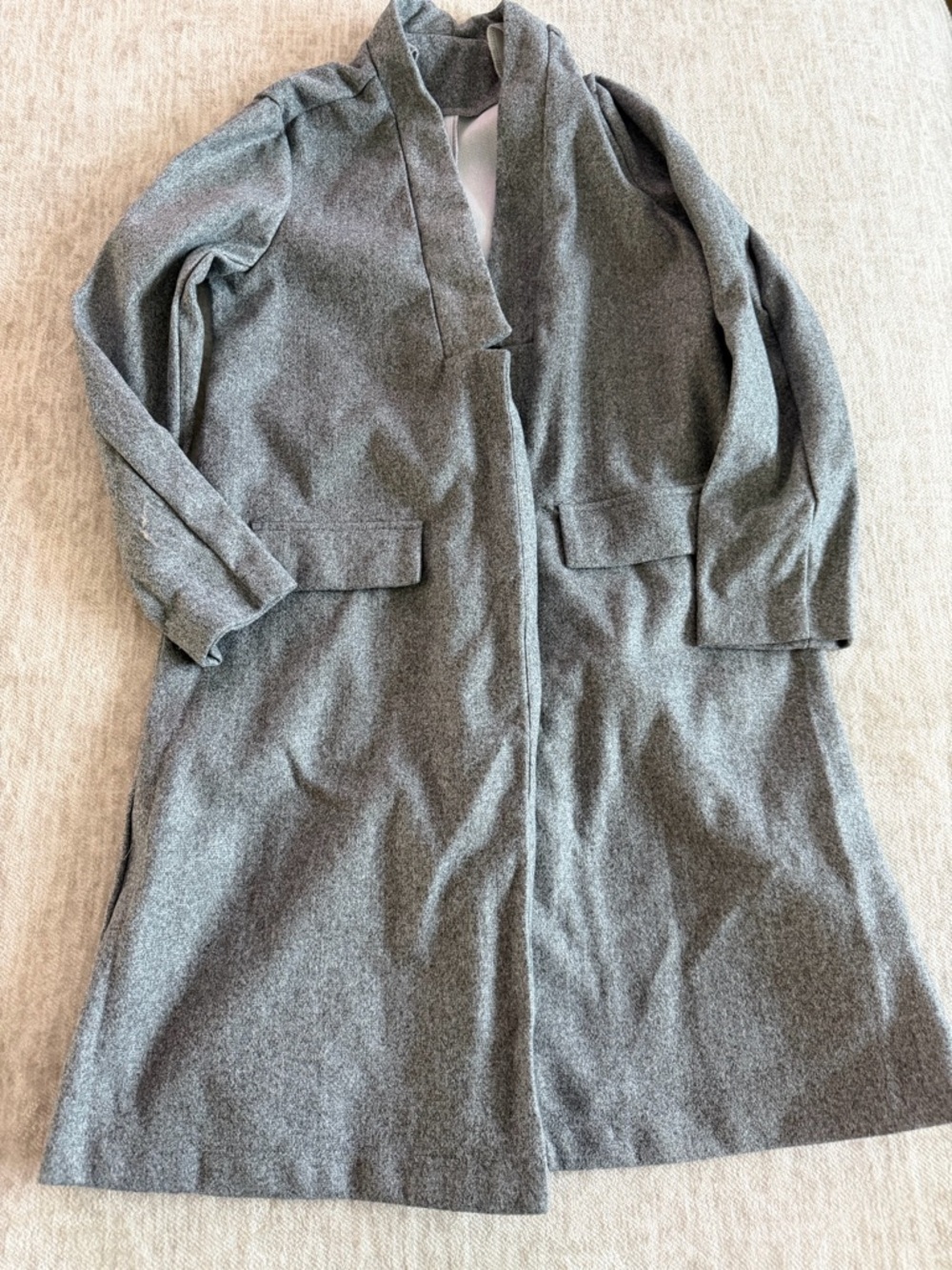 SHEIN Gray Long single button Trench Coat